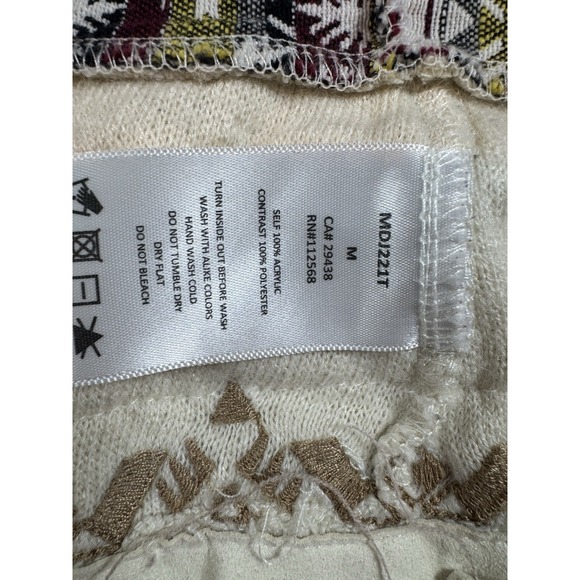 Miss Me Open Fringe Vest Cream Multicolored Aztec Print Band Accent Fringe Hem M - Picture 5 of 10
